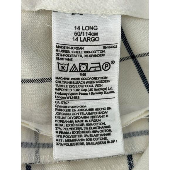Banana Republic Ryan Pants Size 14L White Black Checkered Mid Rise Straight Leg - Picture 8 of 13